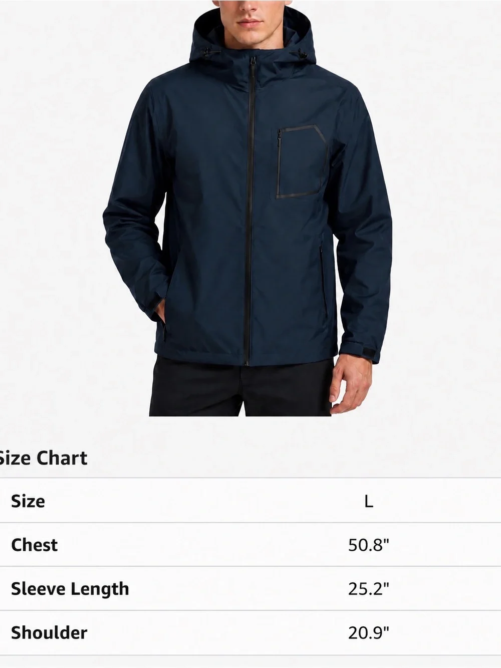 Mens (L) Lightweight Hooded Windbreaker Waterproof Rain Jacket Hiking